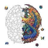 Dragon Wooden Puzzles for Adults Kids, Unique Animal Shaped Cool Wooden Jigsaw Puzzles, Premium Box Wood Cut Puzzles for Teens, Best Family Ideas (L-11.8 * 11.2 in-229pcs) AIMPUZZLE