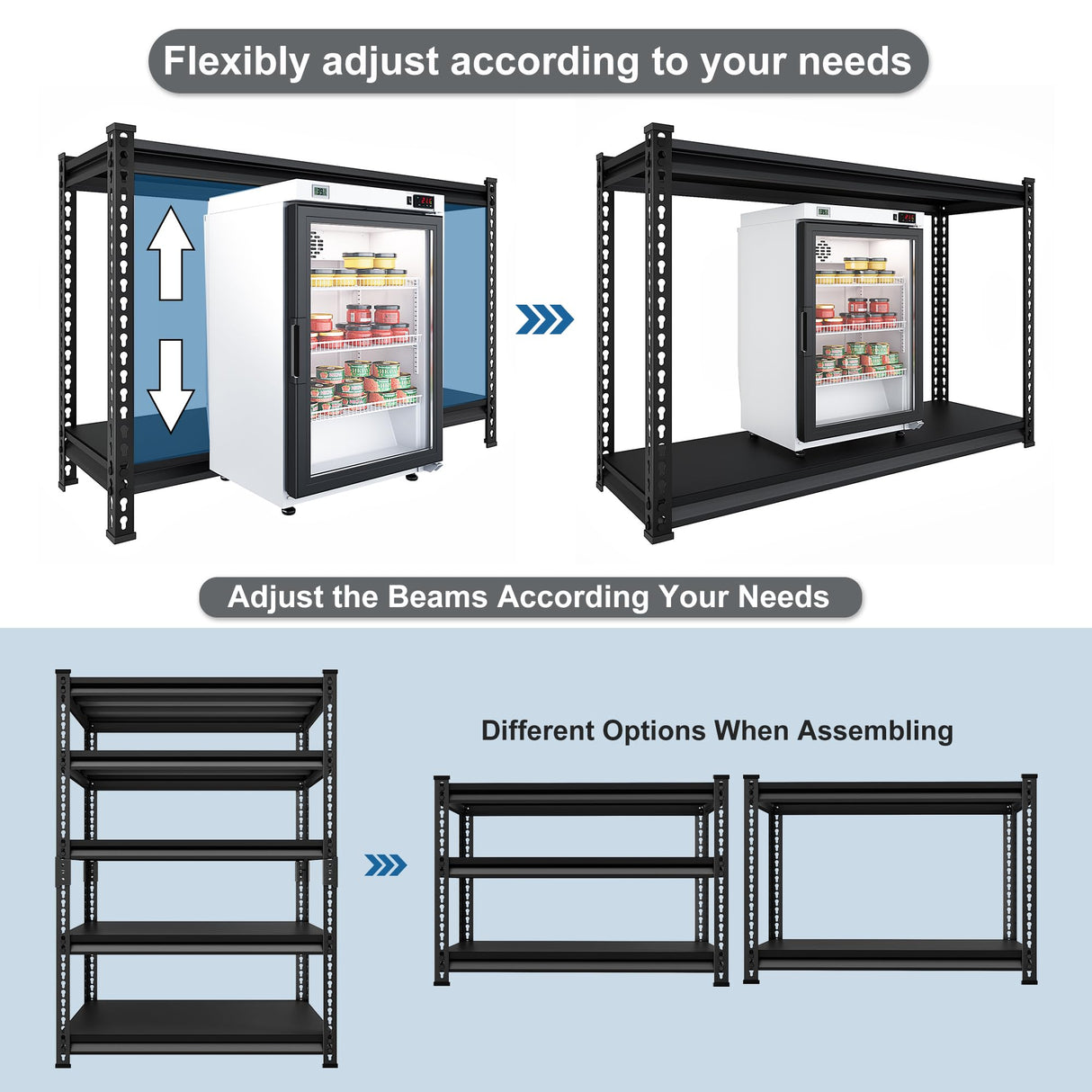Rufokisa 5-Tier Garage Shelving Heavy Duty, 72" Metal Shelving Unit - 2250 lbs Load Capacity, 40"W x 18"D x 72"H (Black) Rufokisa