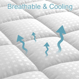 HYLEORY King Mattress Pad Quilted Fitted Mattress Protector Cooling Pillow Top Mattress Cover Breathable Fluffy Soft Mattress Topper with 8-21" Deep Pocket HYLEORY