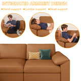 EASE MOOSE Loveseat Sofa for Living Room,Oversized Deep Seat Modular Sectional,Modern Comfy 2 Seater Sofas,Scratch Resistant Faux Leather Couch for Small Spaces, Brown EASE MOOSE