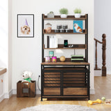 DWVO Dog Crate Furniture with Storage Shelves, Heavy Duty Dog Crate with Charging Station, 39 Inch Dog Kennel Indoor Furniture for Large Dogs, Modern Decorative Dog Crate with Double Doors, Brown DWVO