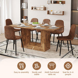 Vohuai 63'' Wood Dining Table Set for 6｜Ideal for Kitchen Dining Room｜Mid Century Modern Dining Room Set｜Farmhouse Kitchen Table Chairs Set｜U-Shaped Base｜Comfortable Suede Chairs｜Easy Assembly Vohuai