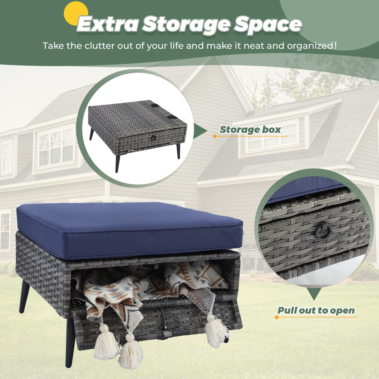 LVUYOYO 8 Pieces Outdoor Patio Furniture Set, Wicker Sectional Sofa Set for All-Weather, Rattan Conversation Sets with Cushions and Storage for Deck, Backyard, Porch (Grey) LVUYOYO