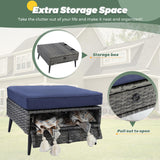 LVUYOYO 8 Pieces Outdoor Patio Furniture Set, Wicker Sectional Sofa Set for All-Weather, Rattan Conversation Sets with Cushions and Storage for Deck, Backyard, Porch (Grey) LVUYOYO