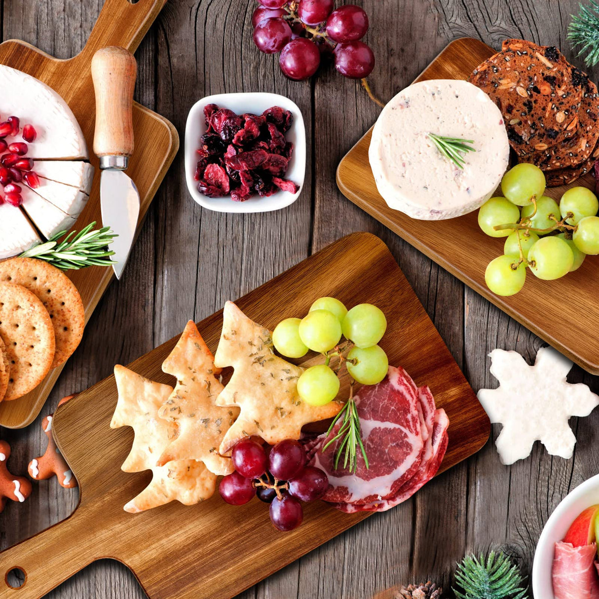 Nuenen 10 Pcs Wood Cutting Board with Handle 15.7 x 7.8 Inch Wooden Serving Board Kitchen Chopping Boards for Pizza, Bread, Cheese, Charcuterie, Nuenen