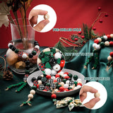 Junkin Christmas Wooden Bead Kit: 201 Pcs - 0.63 Inch Buffalo Plaid & 0.47 Inch Christmas Tree Shaped Beads with 6.6 Feet Natural Cord for DIY Garlands & Jewelry Junkin