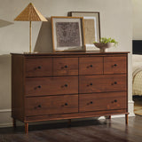 Walker Edison Modern 6-Drawer Solid Wood Dresser Bedroom Storage, 57 Inch, Walnut Walker Edison