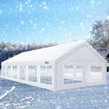 COBIZI 20x40 Party Tent Heavy Duty, Party Tents with 8 Removable Sidewalls & 4 Built-in Sandbags, Commercial Wedding Large Tent UV50+ Waterproof, White COBIZI