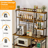 SUPERJARE Rustic Brown 6-Tier Bakers Rack with Power Outlets and Storage Hooks SUPERJARE