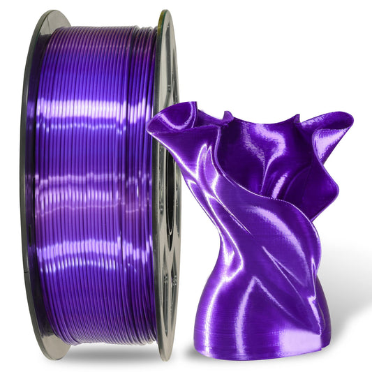 Silk Shiny Luster Dark Violet Purple PLA 3D Printing Filament, 1KG 2.2Lbs 1.75mm 3D Print Material with High Diameter Accuracy, Neatly Wound Silk PLA Widely Support for FDM 3D Printers by MIK - WoodArtSupply