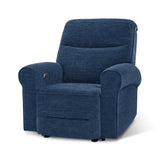 MCombo Power Wall Hugger Recliner Chair for Small Space RV Living Room, USB & USB-C Charging Ports, Modern Rolled Arm Recliner, Fabric PR630 (Navy Blue) MCombo