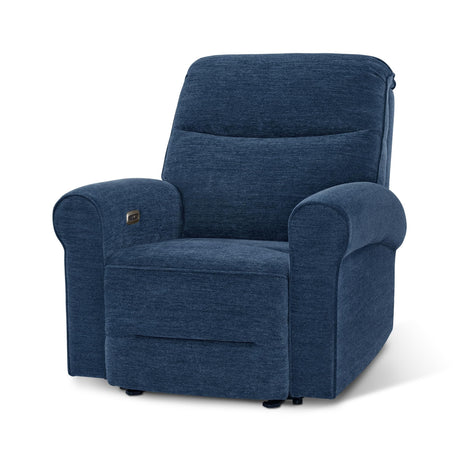 MCombo Power Wall Hugger Recliner Chair for Small Space RV Living Room, USB & USB-C Charging Ports, Modern Rolled Arm Recliner, Fabric PR630 (Navy Blue) MCombo