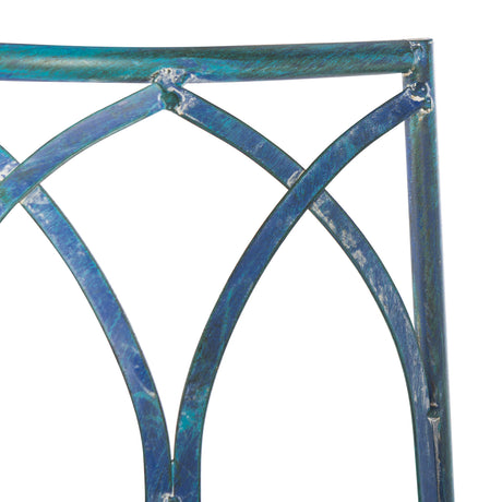 SAFAVIEH PAT5018C Outdoor Collection Abia Antique Blue Wrought Iron 50-inch Tree Bench SAFAVIEH