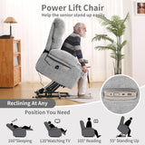 DURASPACE Power Lift Recliner Electric Lift Massage Recliner Chairs with Heat, Large Shell Velvet Backrest Lift Chair Recliners for Elderly, Seniors (Gray) DURASPACE