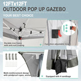 COBIZI 12x12 Pop up Gazebo on Clearance with Mosquito Netting & Sandbags, Outdoor Canopy Tent with 4 Ropes 8 Stakes & Portable Carrying Bag, Patio Portable Gazebo for Garden Backyard & Lawn,Darkgrey COBIZI