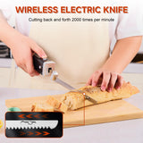 Cordless Electric Knife Set - Rechargeable Carving Knife with Safety Lock, Black Ergonomic Handle with Knives and Forks, for Meat, Bread, Brisket Slicing, Thanksgiving and Christmas Gifts Wanvoapls