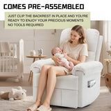 Korser Recliner Chair, Swivel Rocker Recliner Chair for Adults, Small Recliners for Small Spaces, Upholstered Manual Recliner with Side Pockets, Nursery Rocking Chair for Living Room, Chenille, Beige Korser