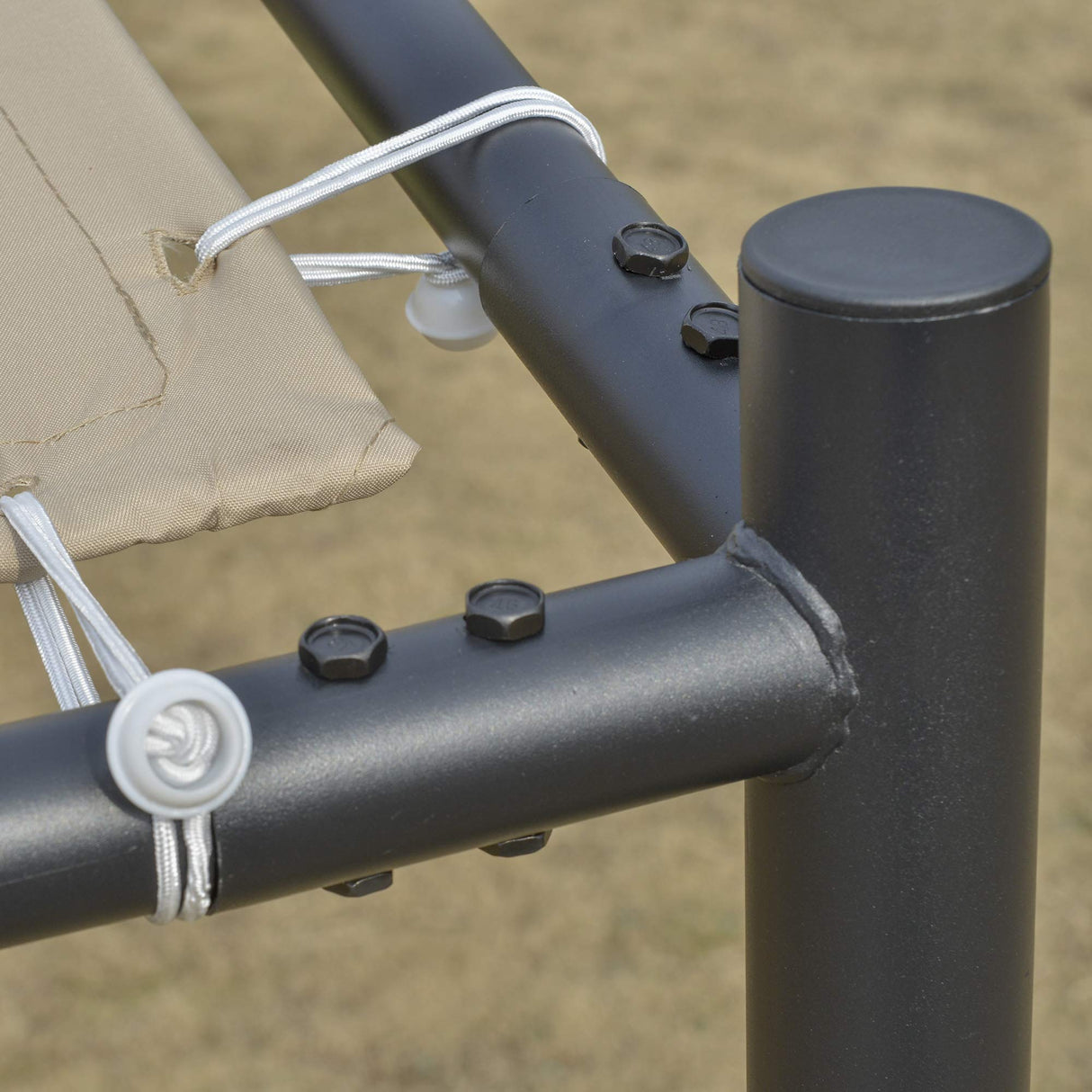 Outsunny 9' x 10' Outdoor Pergola with Canopy, Patio Sun Shade Shelter Grill Gazebo, for Garden, Backyard, Lawn, Poolside, Beige Outsunny