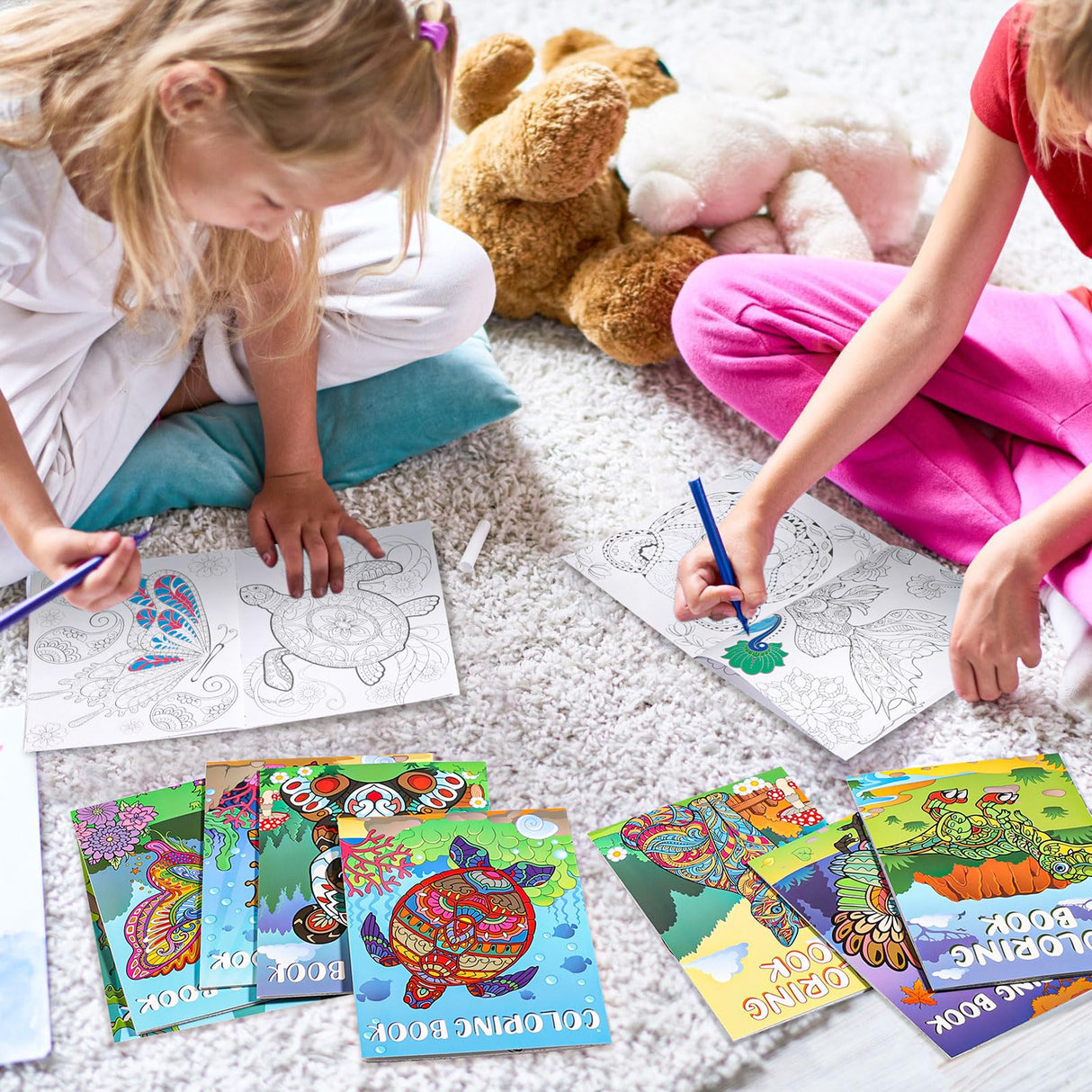 Pasimy 24 Pcs Animals Coloring Books DIY Mandala Ocean Jungle Animal Coloring Book Mini Holiday Activity Supplies for Kids Adult Party Favors Gift Bags Filler Classroom Activity Pasimy