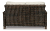 Signature Design by Ashley Paradise Trail Outdoor Loveseat with All Weather Cushions, Medium Brown Signature Design by Ashley