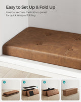 SONGMICS Mazie Collection - 43 Inches Folding Storage Ottoman Bench, Ottoman with Storage, Foot Rest Stool, Load 660 lb, Living Room, Bedroom, Entryway, Synthetic Leather, Coffee Brown ULSF070K01 SONGMICS