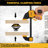 8-Piece Clamps for Woodworking - 4 Pcs 6 inch Bar Clamps, 4 Pcs Heavy Duty Metal Spring Clamps, Bar Clamps with 150 LBS Load Limit, Quick Release Triggers ELEAD