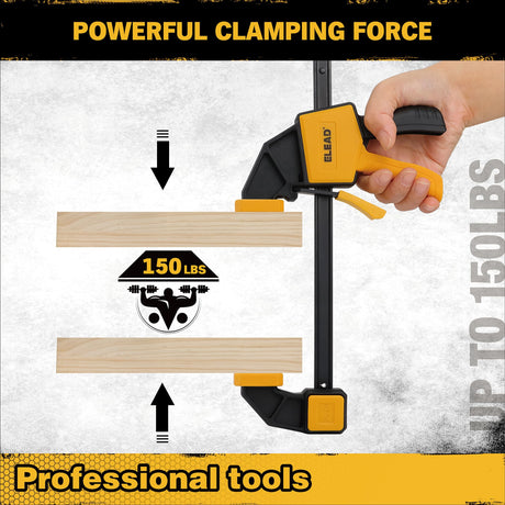 8-Piece Clamps for Woodworking - 4 Pcs 6 inch Bar Clamps, 4 Pcs Heavy Duty Metal Spring Clamps, Bar Clamps with 150 LBS Load Limit, Quick Release Triggers ELEAD