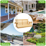 Kybolt Wooden Porch Swing with Hanging Chain,2-Seater Patio Swing Chair with Cup Holders,Outdoor Swing Bench for Porch Courtyard Garden Balcony KYBOLT