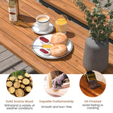 HAPPYGRILL Folding Picnic Table Acacia Wood Dining Table with Metal Frame, Portable Camping BQQ Table, Rectangular Dining Table for Indoor Outdoor Activities Garden Yard Patio HAPPYGRILL