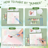 MotiMind 12 Sets Framed Paint by Number Kit for Adults with 12 Wooden Easels, 12 Disposable Apron, 12 Pigment 12 Brush, 12 Palette, DIY Acrylic Paint by Number Kits for Party(Summer) MotiMind