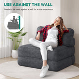 YITAHOME Folding Sofa Bed,New Upgrade Resilient Pocket Spring Cushion-Fold Out Chair Bed, Convertible Lazy Sleeper Chair with Back Support,Comfy Floor Sofa Lounge for Living Room, Bedroom, Dark Grey YITAHOME