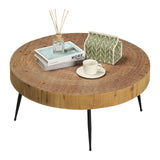 RUSTOWN Farmhouse Round Coffee Table Set of 2, Cocktail Table Set, Modern Circle Natural Wood Finsh Side and End Table Sets for Living Room(Planar, Natural) RUSTOWN