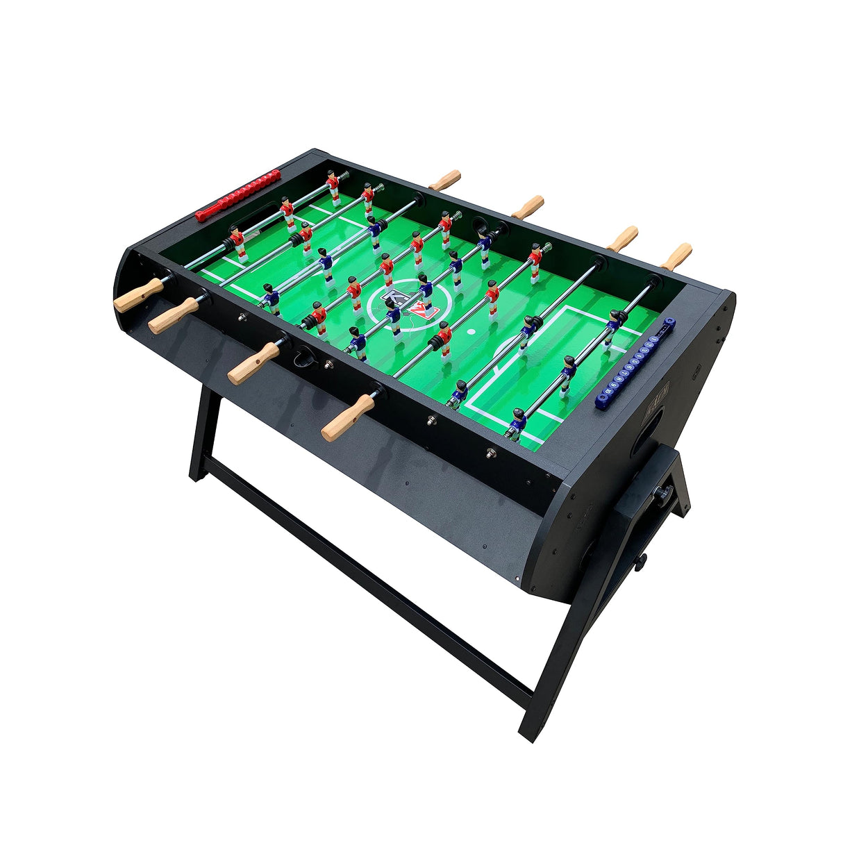 KICK Triplex 55″ Telescopic Rods 3-in-1 Swivel Multi Game Table (Black) - Combo Game Table Set - Billiards, Air-Hockey and a Foosball for Home, Game Room, Friends and Family! KICK