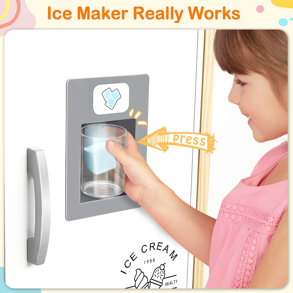 Tiny Land Play Kitchen for Kids, Wooden Kids Play Kitchen Playset Chef Pretend Play Set for Toddlers with Real Lights & Sounds, Toys Kitchen with 18 Pcs Toy Food & Cookware Accessories Tiny Land