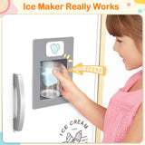 Tiny Land Play Kitchen for Kids, Wooden Kids Play Kitchen Playset Chef Pretend Play Set for Toddlers with Real Lights & Sounds, Toys Kitchen with 18 Pcs Toy Food & Cookware Accessories Tiny Land