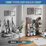 Freestanding Snowboard Rack - 4 Pair Ski, 3 Pack Snowboard, Boot, Pole, Goggles, Helmet Rack for Garage, Shed, Basement Lurgno