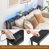 ELYKEN 2 Pack 5.9" Narrow Console Sofa Table with 7 Colors LED Light Strip, 5.9" Dx39.4”Wx31.1”H Long Behind Couch Table with Charge Station, Skinny Table Metal Frame 6.5’ Extension Cord ELYKEN