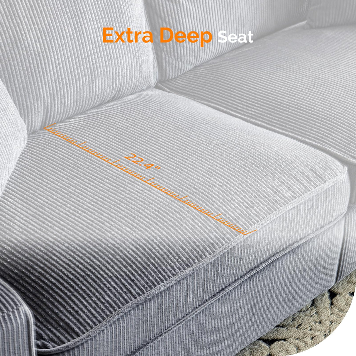 VINGLI 83" Modern Loveseat Sofa Couches for Living Room, Dark Gray Cloud Feel Comfy Sofas Deep Seat Couch Corduroy Sofa with Wide Armrest, USB Charging Port, 2 Throw Pillows VINGLI