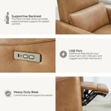 CHITA Power Recliner Chair Swivel Glider, FSC Certified Upholstered Faux Leather Living Room Nursery Reclining Sofa Chair with Lumbar Support, Cognac Brown CHITA
