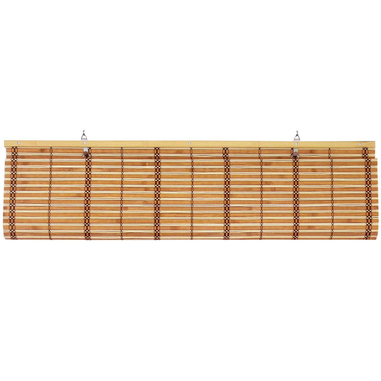 ORIENTAL Furniture Burnt Bamboo Cordless Window Shade - Two-Tone Honey 72" W Red Lantern