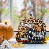 Soaoo Fall Pumpkin Sign Decoration 11 Inch Wooden Pumpkin Table Centerpiece Thanksgiving Autumn Pumpkin Tabletop Sign Blessed Grateful Thankful Sign for Thanksgiving Fall Harvest Home Farmhouse Decor Soaoo