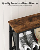 CHOEZON Shoe Rack, 4-Tier Slanted Shoe Storage Shelf, Narrow Shoe Rack for Entryway, Shoe Organizer with Adjustable Feet, Slim Shoe Shelf with Wooden Top and Metal Frame Rustic Brown and Black TXJ75BF CHOEZON