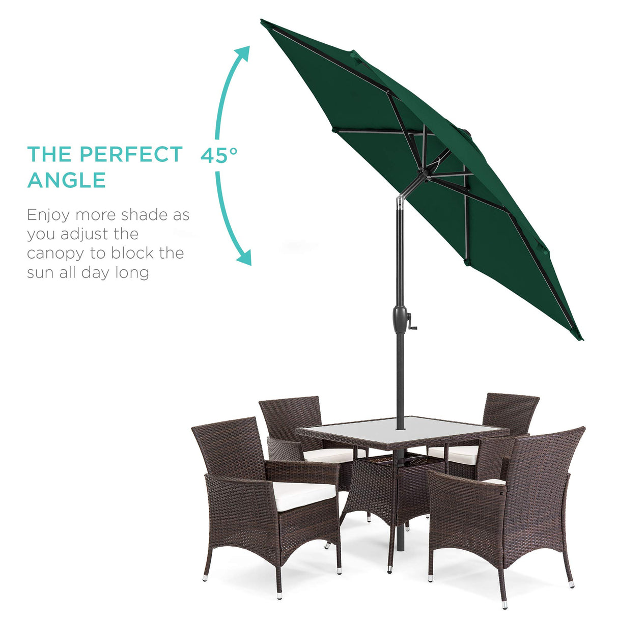 Best Choice Products 7.5ft Heavy-Duty Round Outdoor Market Table Patio Umbrella w/Steel Pole, Push Button Tilt, Easy Crank Lift - Green Best Choice Products