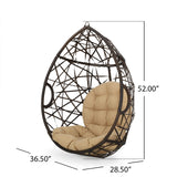 Christopher Knight Home Isaiah Indoor/Outdoor Wicker Tear Drop Hanging Chair (Stand Not Included), Multi-Brown and Tan Christopher Knight Home