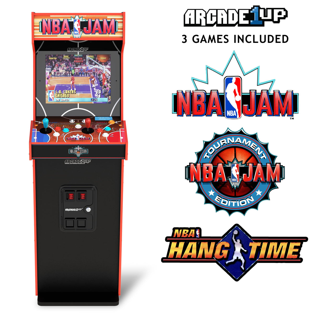 ARCADE1UP NBA Jam Deluxe 2-Player Control Panel Arcade Machine, built for your home, 5 foot tall cabinet with 3 classic games ARCADE1UP