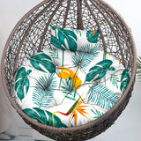 Outdoor Round Egg Chair Cushion Replacement, Waterproof 45"L x 45"W Thicken Hanging Swing Egg Chair Cushions with Headrest Pillow, Wicker Basket Eggs Chairs Pad for Garden Offices(Yellow Green Leaf) Uthem