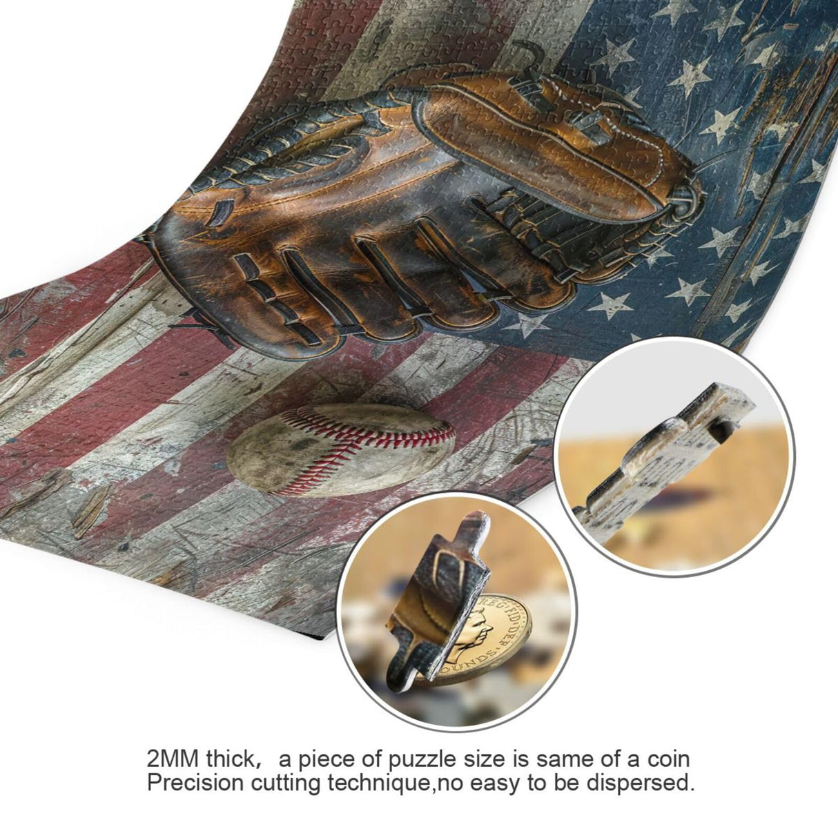 Msyxl Vintage Baseball Puzzle 1000 Pieces - Wooden Jigsaw Puzzles for Family Games - Suitable for Teenagers and Adults Msyxl