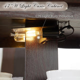 CKEASEAN Curio Cabinet 47" H Vintage Glass Display Cabinet with 3-Tier Adjustable Glass Shelves, Acrylic Mirrored Back Pane, Light Blub Included, China Cabinet for Living Room (Dark Cherry) CKEASEAN