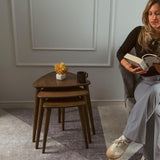 TRIHOME, Solid Nesting Table Set of 3, Birch Mid Century Pebble Tables with Wood Tapered Legs, Portable Modern Side Coffee Tables, Handmade Home Furniture, Farmhouse, Living Room, Triangle TRIHOME