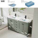 eclife 60" Bathroom Vanities with Sink Combo, Modern Thickened Wood Bathroom Storage Cabinet w/Undermount Double Sink, Matte Black Faucet Drain, Painted Surface, Green eclife